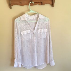 New York and company sheer polka dot button down